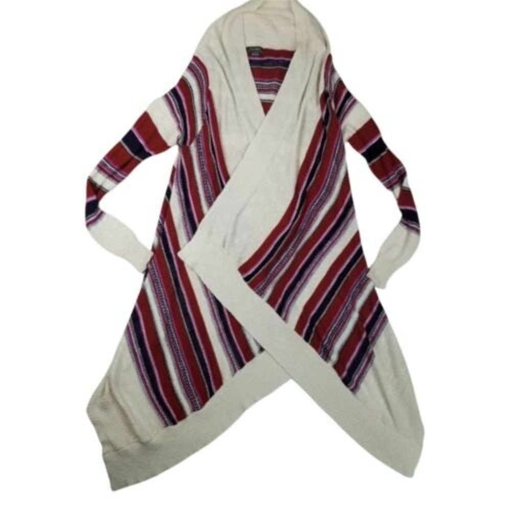 Eddie Bauer Women Size M/L Waterfall Open Front Striped Cardigan Southwest color